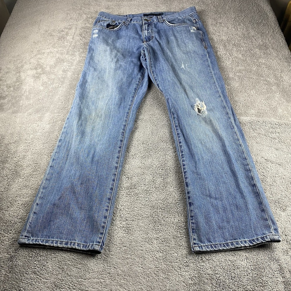 Calvin Klein Straight Leg Jeans Mens 33‎ Blue Mid Rise Distressed